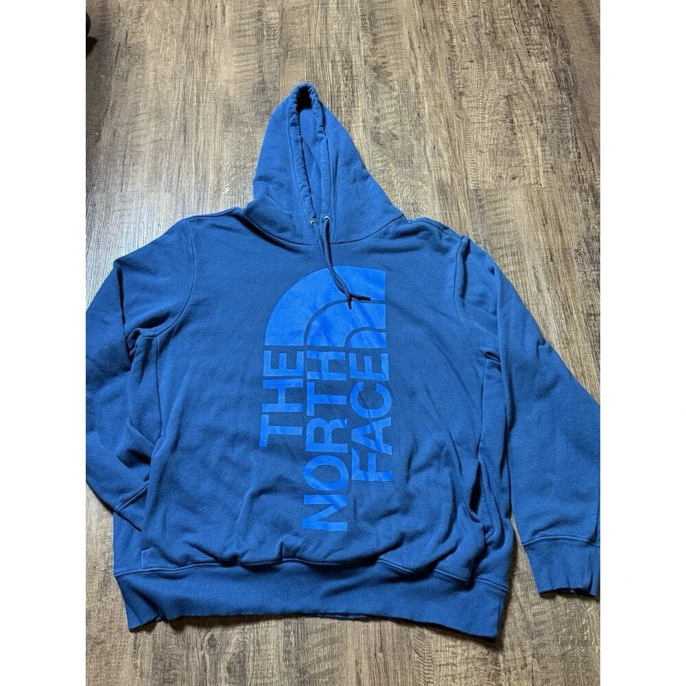 The North Face Drew Peak Blue Fleece Hoodie Sweatshirt Pullover Mens Size XL EUC
